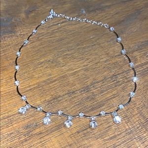 Silver diamond choker type necklace